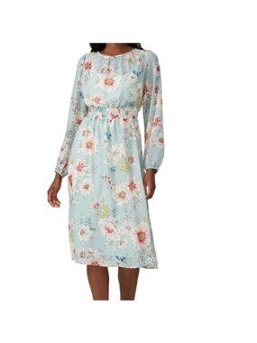 Louna Smocked Floral Long Sleeve Dress Small Women's Chiffon USA Spring